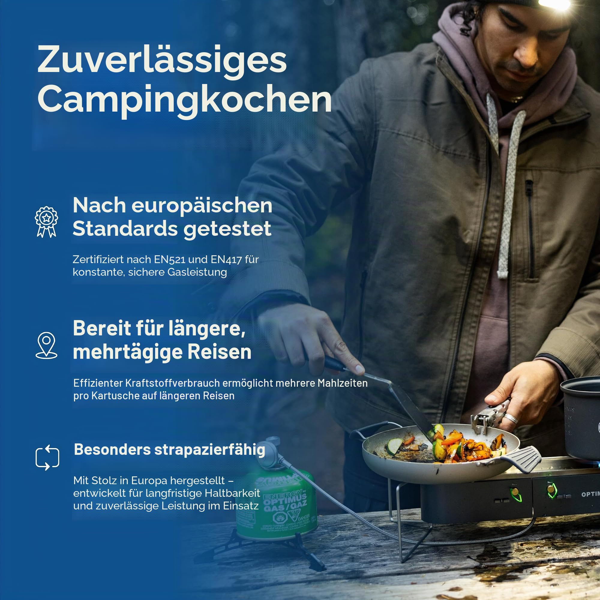 Optimus Gemini II Campingkocher mit Doppelbrenner | 2x2500W Outdoor Kochausrüstung | Ultraleicht Trekking Expedition Notfall Gaskocher | Robust Swiss Design Portable Reisekocher | Gas