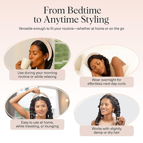 Miniatura 54 de Kitsch Juego de rizadores de cabello sin calor satinados – Rizadores sin calor para rizos sin calor durante la noche – Rodillos de pelo para 01