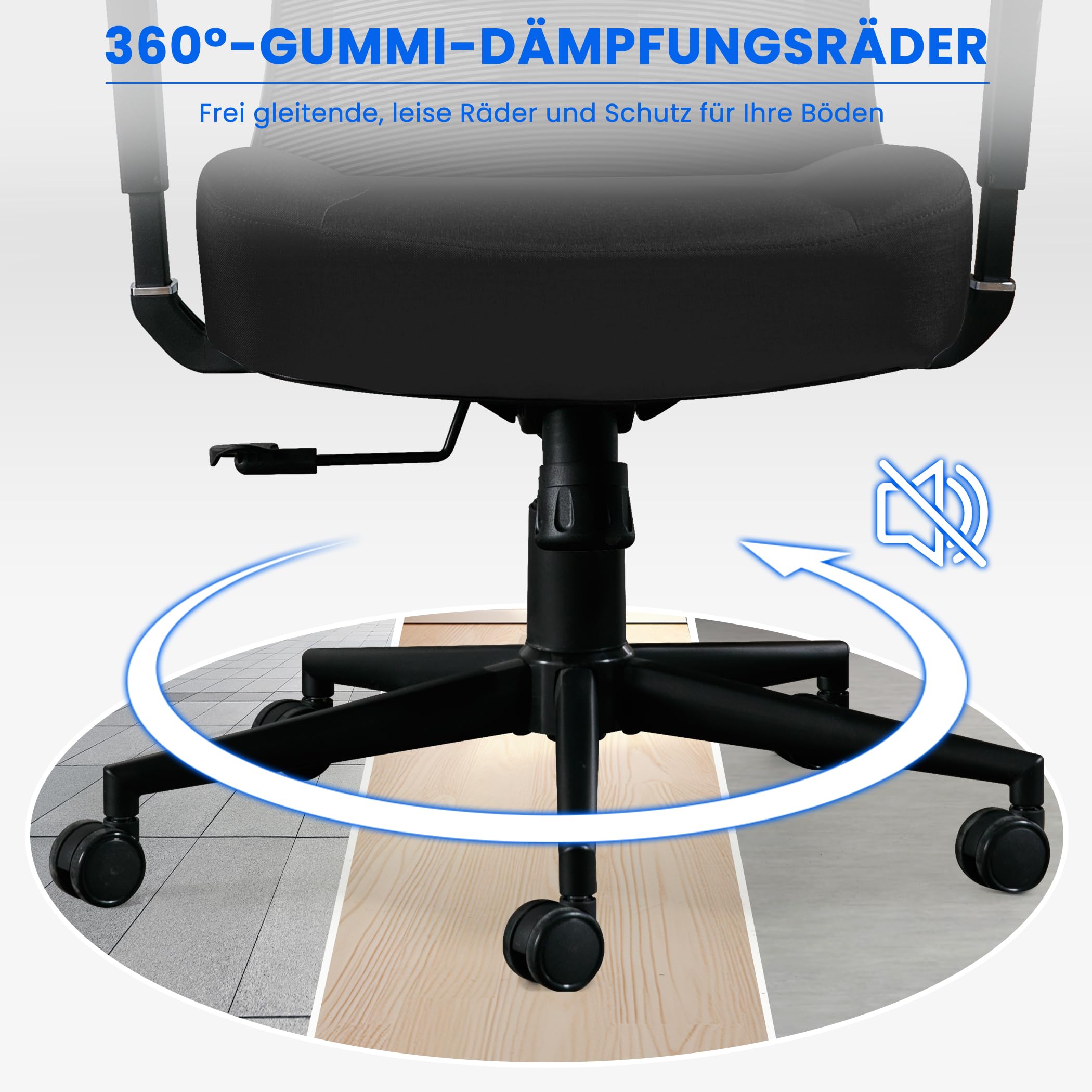 Fantasylab Bürostuhl 200KG Ergonomischer Schreibtischstuhl mit Extra Breite Sitzfläche Offce Chair mit 13cm Memory-Schaum Chefsessel mit Verstellbare Lendenwirbelstütze