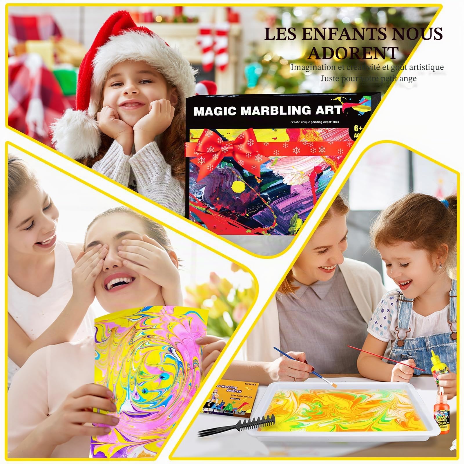 Kit de peinture marbrée à l'eau, arts et travaux manuels pour enfants, cadeaux d'anniversaire pour filles et garçons de 3 ans et plus, jouets pour enfants de 8 à 13 ans, 5 à 7 ans, 3 à 6 ans,