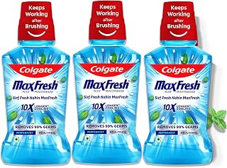 Colgate
                                                Maxfresh Plax
                                                Antibacterial Mouthwash,
                                                24/7 Fresh Breath -
                                                750ml (Pepper Mint) -
                                                (Pack of 3 x 250ml)