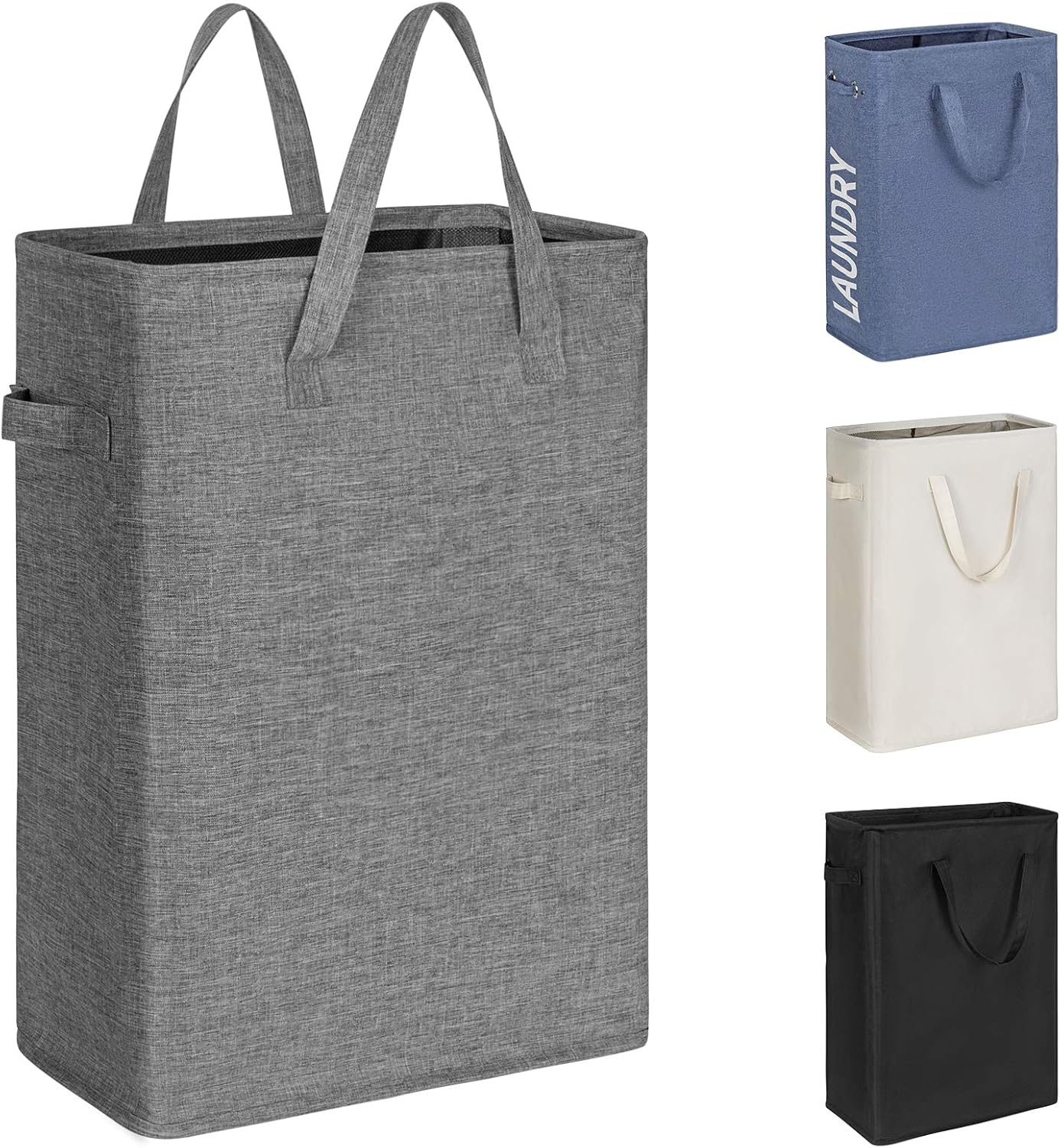 Chrislley 45L Slim Laundry Hamper Narrow Laundry Basket with Handle Foldable Dirty Clothes Portable Skinny Hamper Organizer Storage Bins (22 inches , Upgrade Grey) : Baby