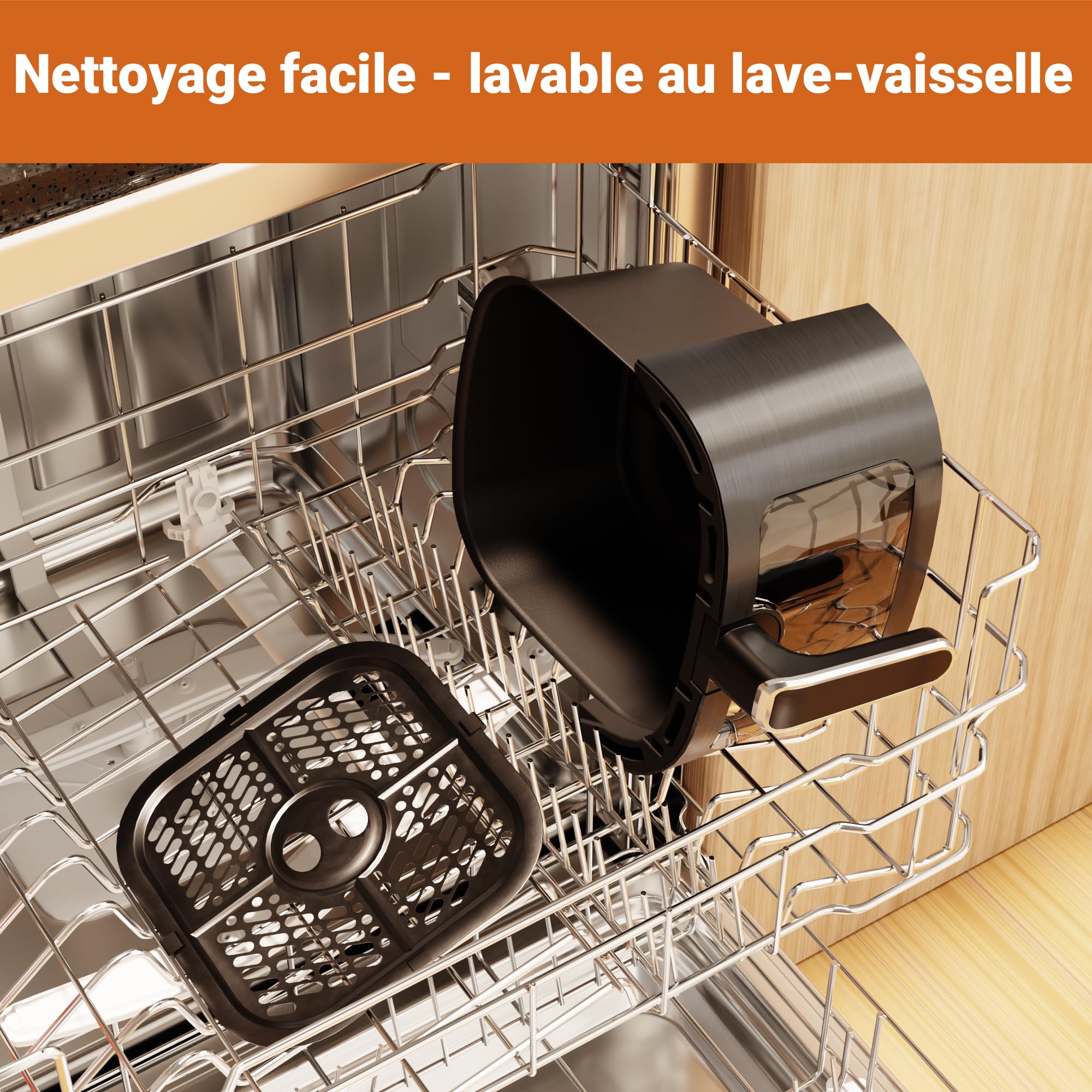 Friteuse à Air 6,5L | 1600W Airfryer Sans Huile avec Fenêtre Visible | 8 Programmes, Écran Tactile, Panier Antiadhésif, Compatible Lave-Vaisselle