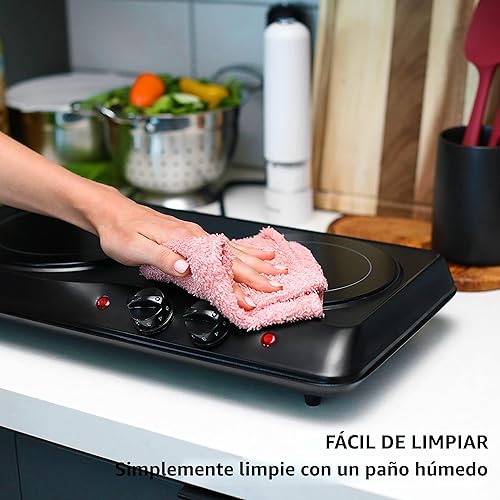 Miniatura 4 de Ovente - Estufa infrarroja eléctrica de doble placa caliente de 1700 W de 6.5 y 7 pulgadas con control de temperatura de 5 niveles y base de acero