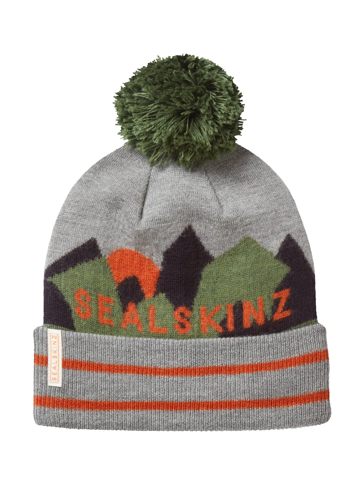 SEALSKINZ Waterproof Fersfield | Cold Weather Merino Wool Mountain Roll Cuff Bobble Hat Grey Marl