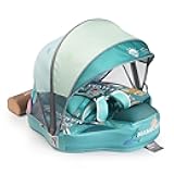 Mambobaby Baby Pool Float with Canopy & Tile, Kalolary Non-Inflatable Baby Swim Float Infant Swim Trainer Ring Toddler Pool Float with Adjustable Strap for 3-24 Months Age Boys Girls