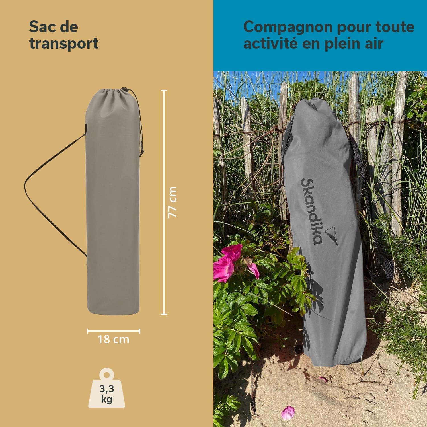 Skandika Chaise de Plage Pliante Beach | Chaise de Plage Confortable avec Mesh Respirant, Porte-Boisson, Basse, Facile à Transporter, Max. 136 kg | Chaise de Camping Pliable, Chaise Longue