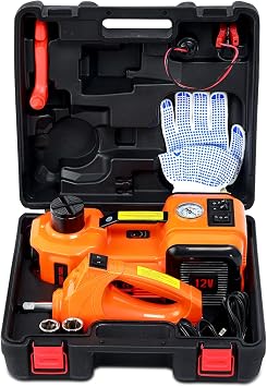 PIRIPARA Electric Car Jack, 5 Ton/11023 LBS Hydraulic Jack Lift with Electric Impact Wrench, Built-in Inflatable Pump, and LED Light for SUV MPV Sedan Truck Change Tires Garage Repair