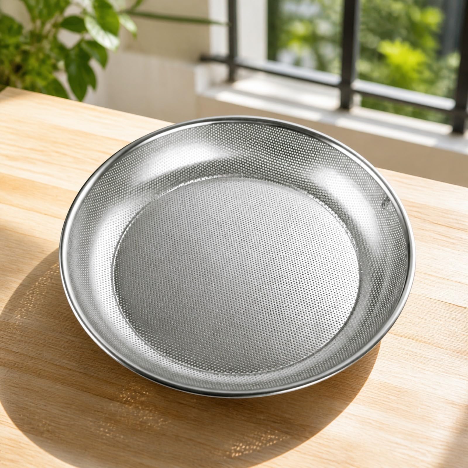 Qianly Colador Malla Fina Perforado Ergonómico, Utensilio, para Cocina, Reposteros, Cocineros, 52cm, 4mm Grosor