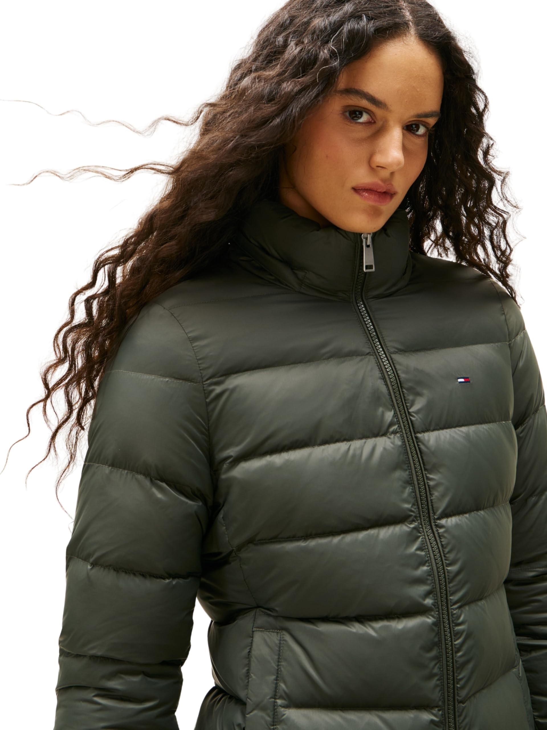 Tommy Jeans Abrigo de plumas Mujer Essential Hooded Down Coat con piel sintética