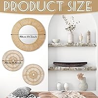Vista 3 de Yerliker 3 Pcs Boho Mirror Wall Decor Large Mounted Mirror with Natural Jute 19.7 Inch 11.8 Inch Frame Wall Hanging Art Coastal Room Decorative