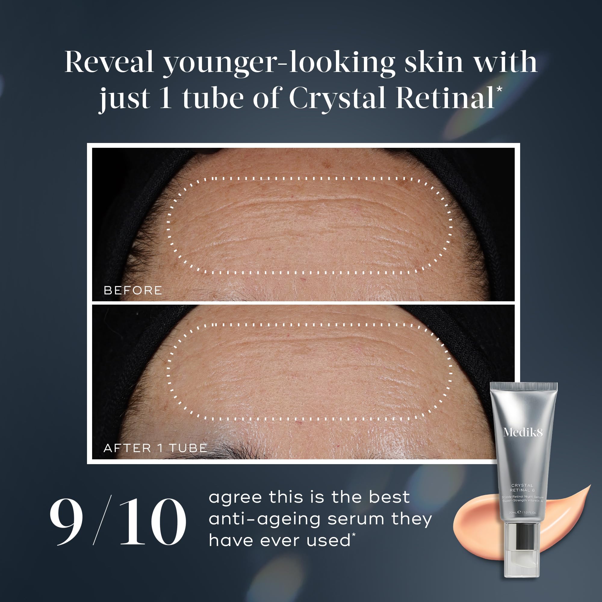 Medik8 Crystal Retinal 10 - Sérum de Nuit Anti-Âge au Rétinal - 0,1% de Concentré de Rétinal - 11x plus Rapide que le Rétinol - Pour les Nouveaux Utilisateurs de Vitamine A - 30ml