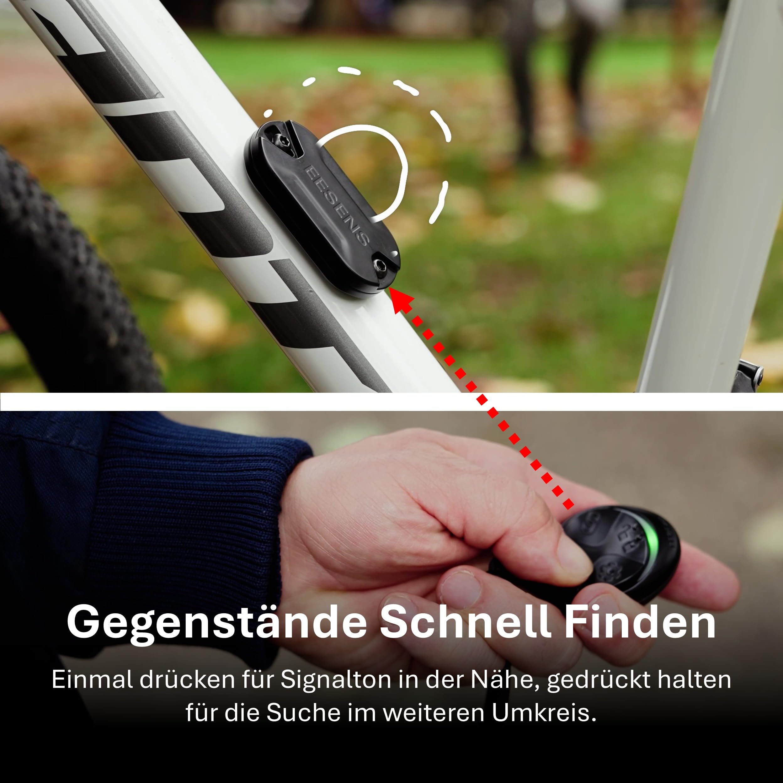 EESENS Dual Alert Guardian Alarmanlage mit Fernbedienung - 110dB Sirene & 240m kabelloser Diebstahlalarm - Diskret & Wetterfest für Fahrrad, Motorrad, Camping & mehr