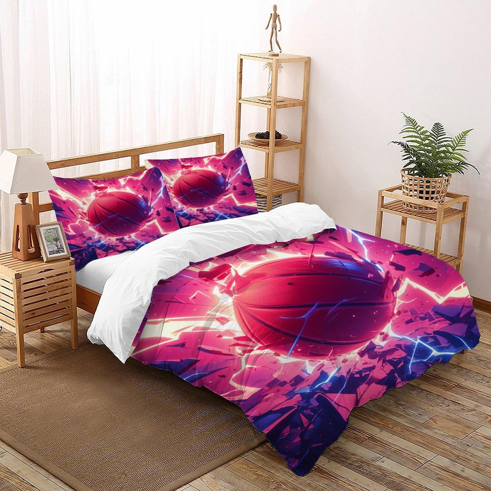 Housse de couette basket respirante et ultra douce 200x200 3 pièces
