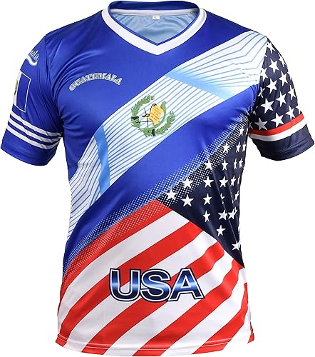Fury Camiseta de Fútbol Guatemala & USA Flag Mix - Camiseta Guatemala - HombreMujerUnisex