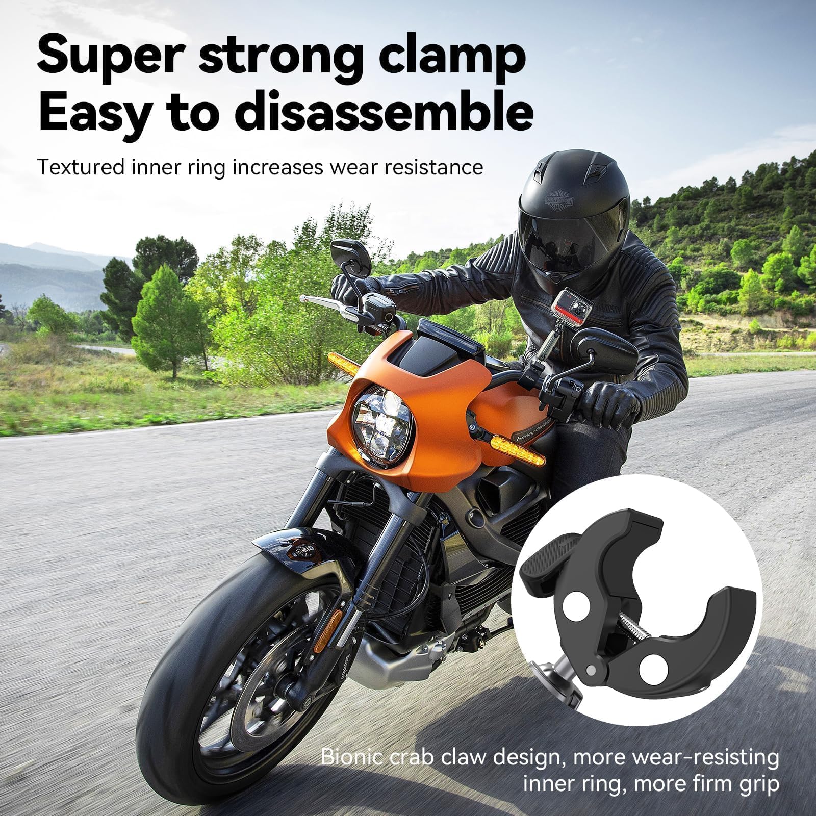 TELESIN Supporto Moto/Bicicletta per DJI Osmo Action 6/5 Pro/4/3, Pocket 4/3, Nano, GoPro Hero 13/12/11/10/9, Insta360, con Doppia Testa a Sfera 360° e Adattatore 1/4"-20mm, Accessori per Action Cam