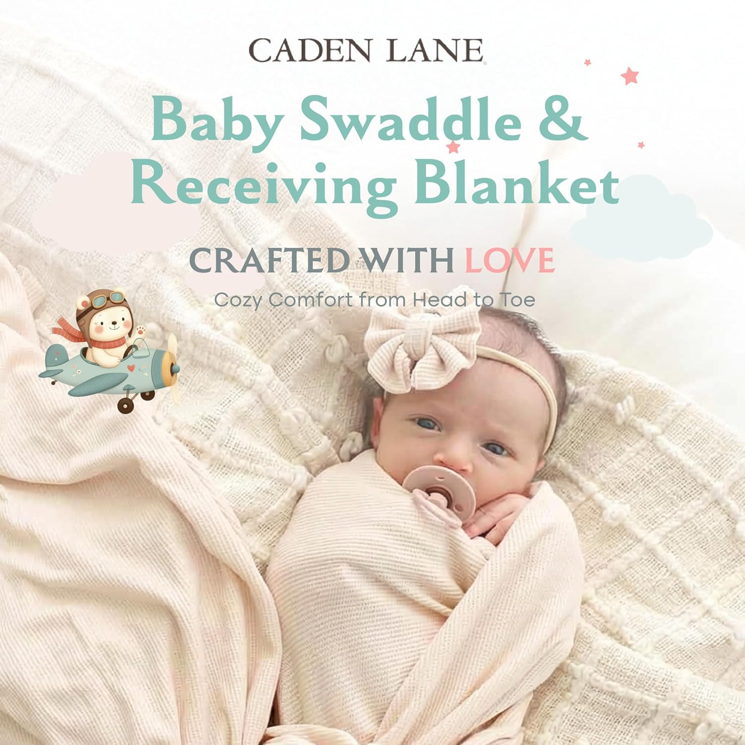 Caden Lane Baby Swaddle & Receiving Blanket, Soft, Breathable & Temperature-Regulating Bamboo Viscose Fabric for Swaddling Newborns, Gender Neutral Infant Blanket for Boys & Girls