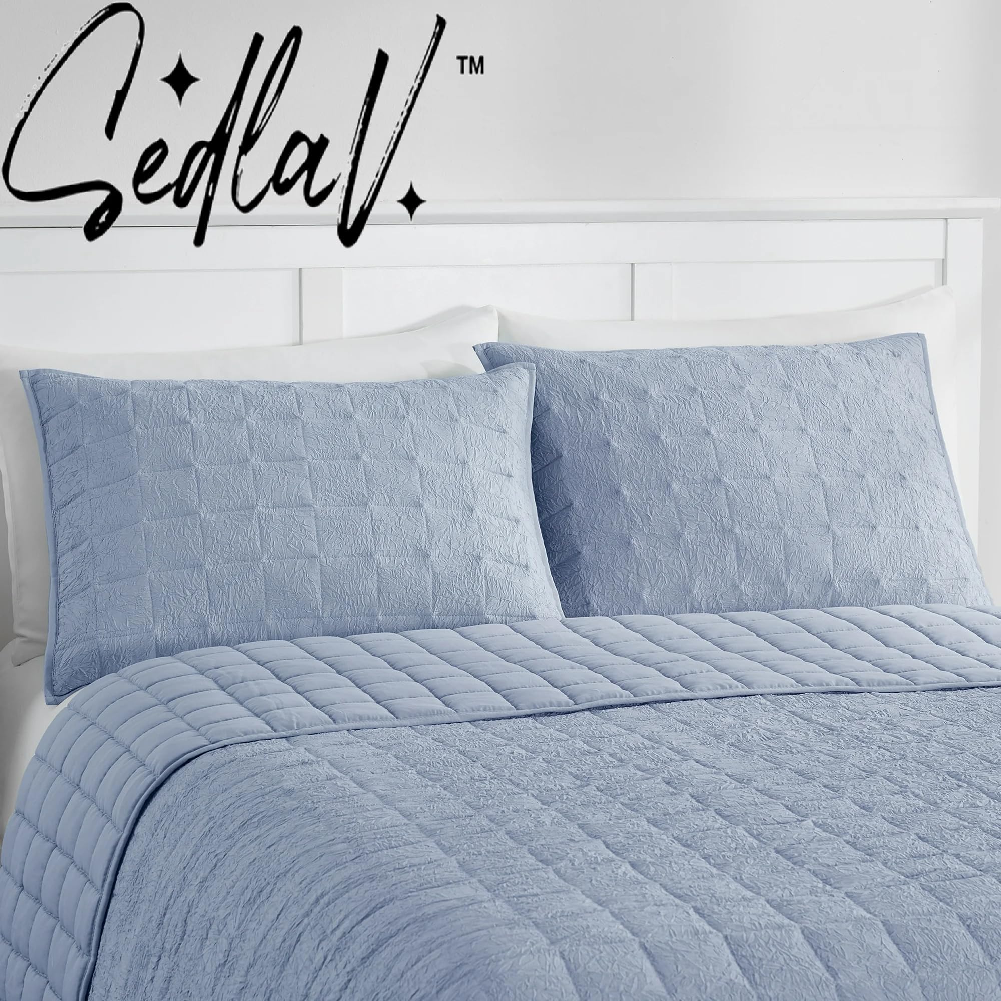 SEDLAV Solid Blue Soft Wash Pillow Shams, Standard (2 Count), Standard Size Pillow Shams and Ultra-Soft Fabric (Blue)
