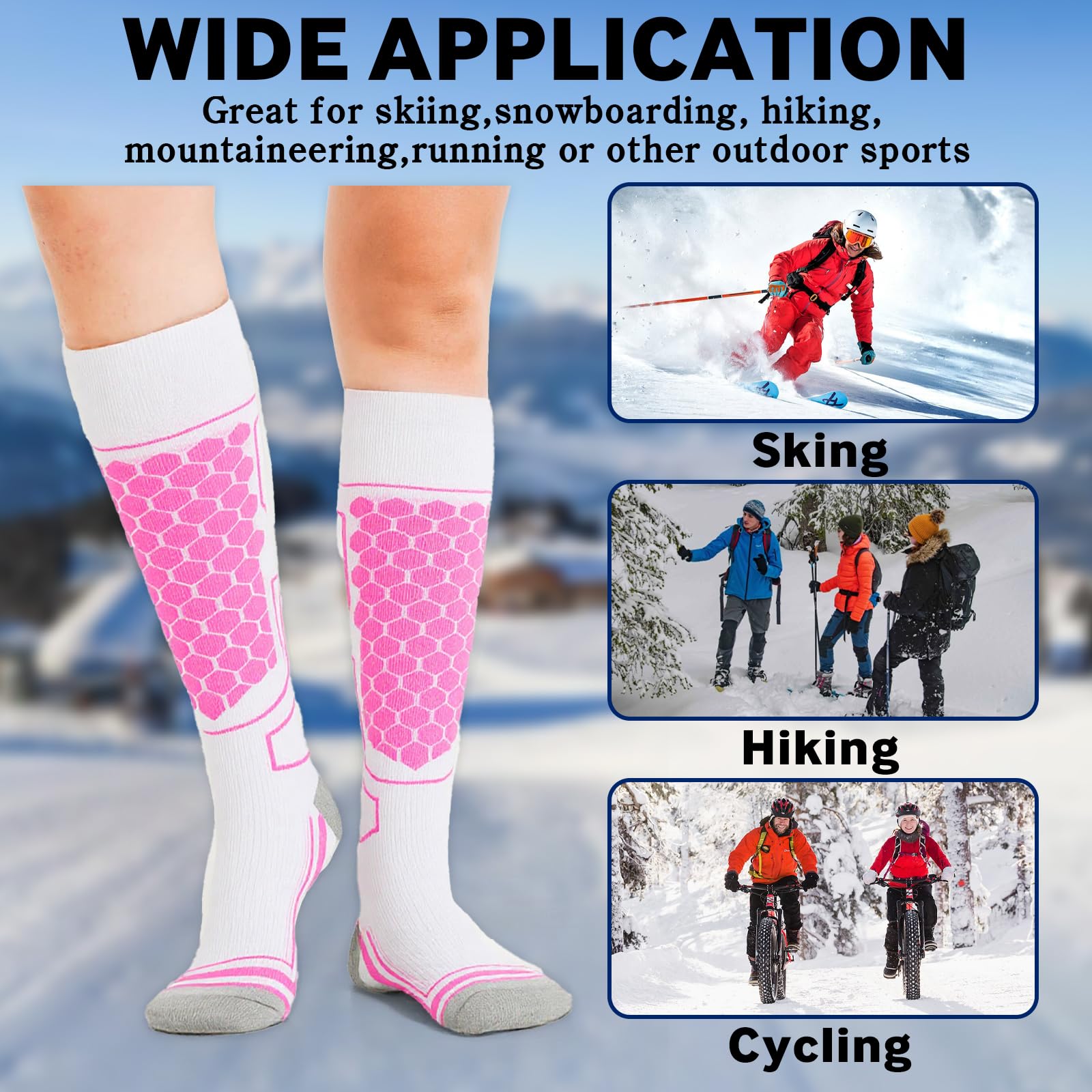 Calcetines Térmicos De Esquí Paquete De 2 Para Hombre y Mujer, Calcetines Invierno Frio Extremo, Para Esquiar, Snowboard, Deportes De Invierno Al Aire Libre