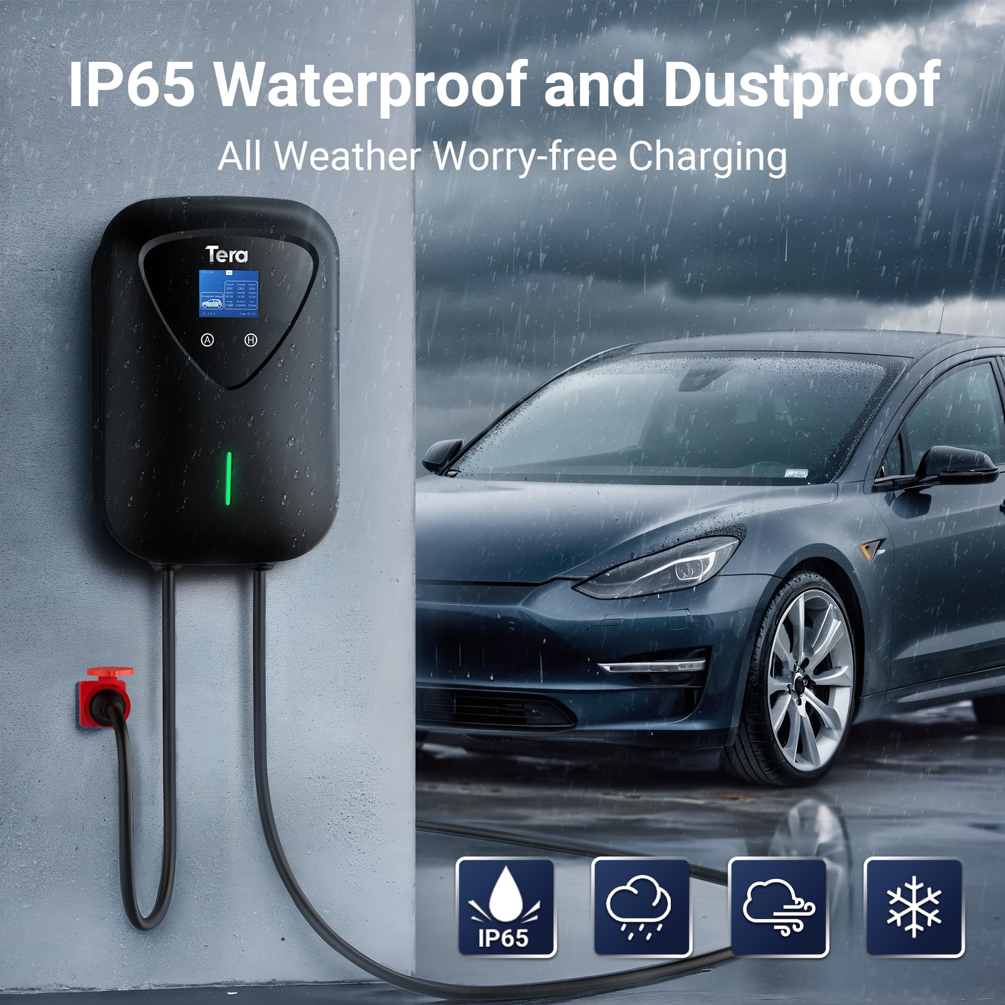 Tera Ładowarka EV typu 2-11 KW, domowa stacja ładująca, do samochodów elektrycznych, z uchwytem na kabel ładujący, kabel do ładowania, 3-fazowy wtyk CEE, 16 A, 5-pinowy, kabel 6,5 m do