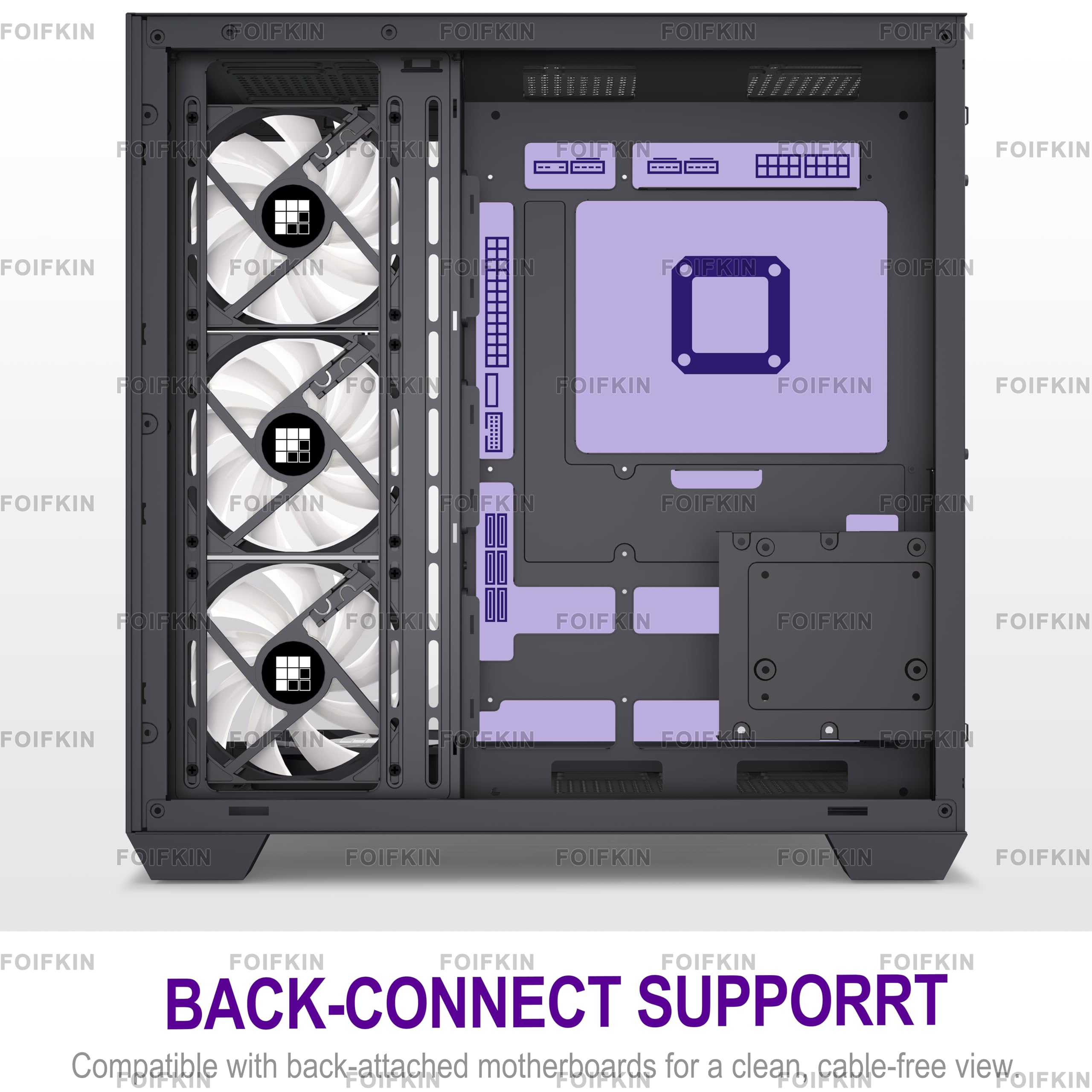 FOIFKIN F300 PC Gehäuse ATX mit 7 PWM ARGB Lüfter,Hoher Luftstrom Mid-Tower Computer Gehäuse,Gaming PC-Gehäuse Big Tower,ATX Gehäuse,mit Type-C,360mm Rad Computergehäuse (Schwarz, F300)