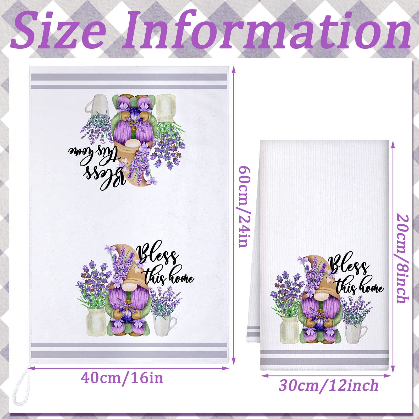 VitalCozy 6-Piece Lavender Kitchen Towel Set - 24x16 Inch Farmhouse Style Towels