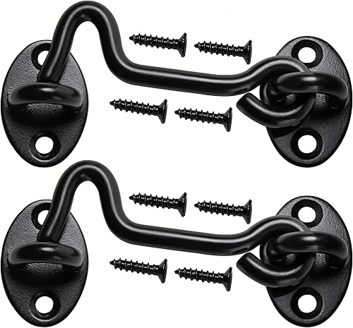 Cerradura de puerta de granero de 4 pulgadas, cerradura de puerta corredera con tornillos, pestillo de puerta de metal resistente al óxido (paquete