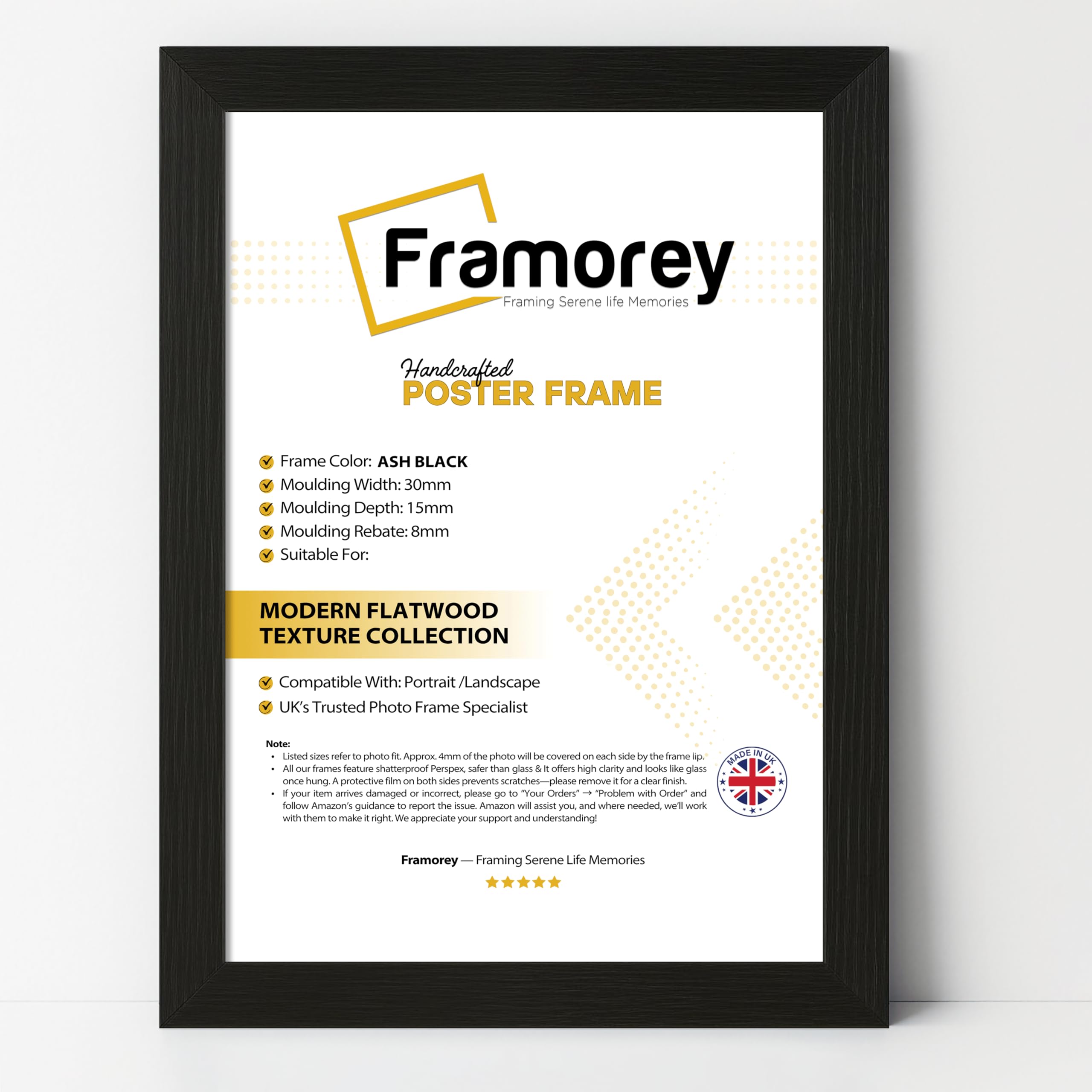 Framorey Modern Flat Picture Frames, Ash Black Photo Frames 17x11 Inch Size Picture Frame, Collage Photo Frames For Wall Décor, Landscape & Horizontal Poster Frames, Various Sizes