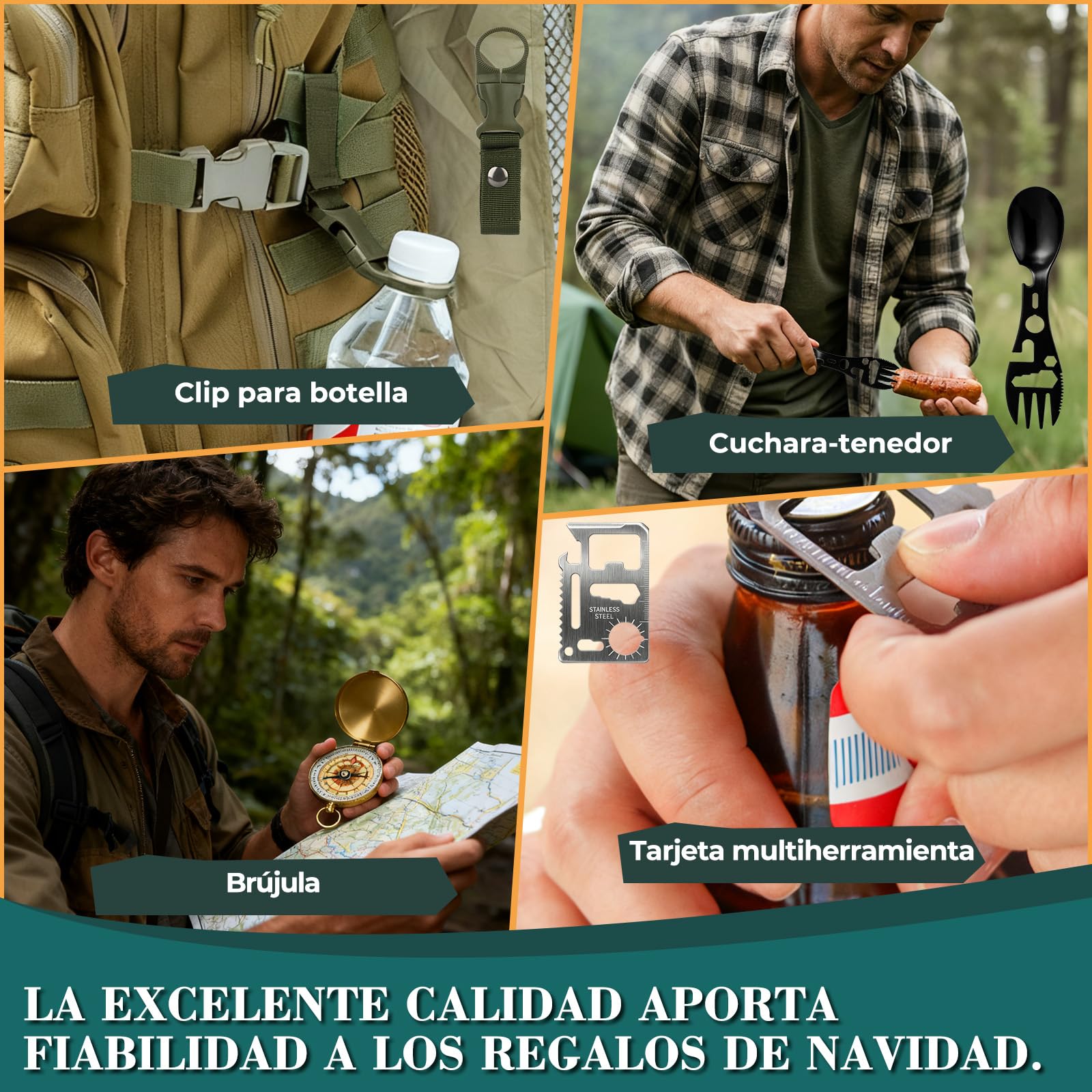 BuzzoXerex Calendario de Adviento 2025 Hombre, 24 PCS Kit de Supervivencia para Camping