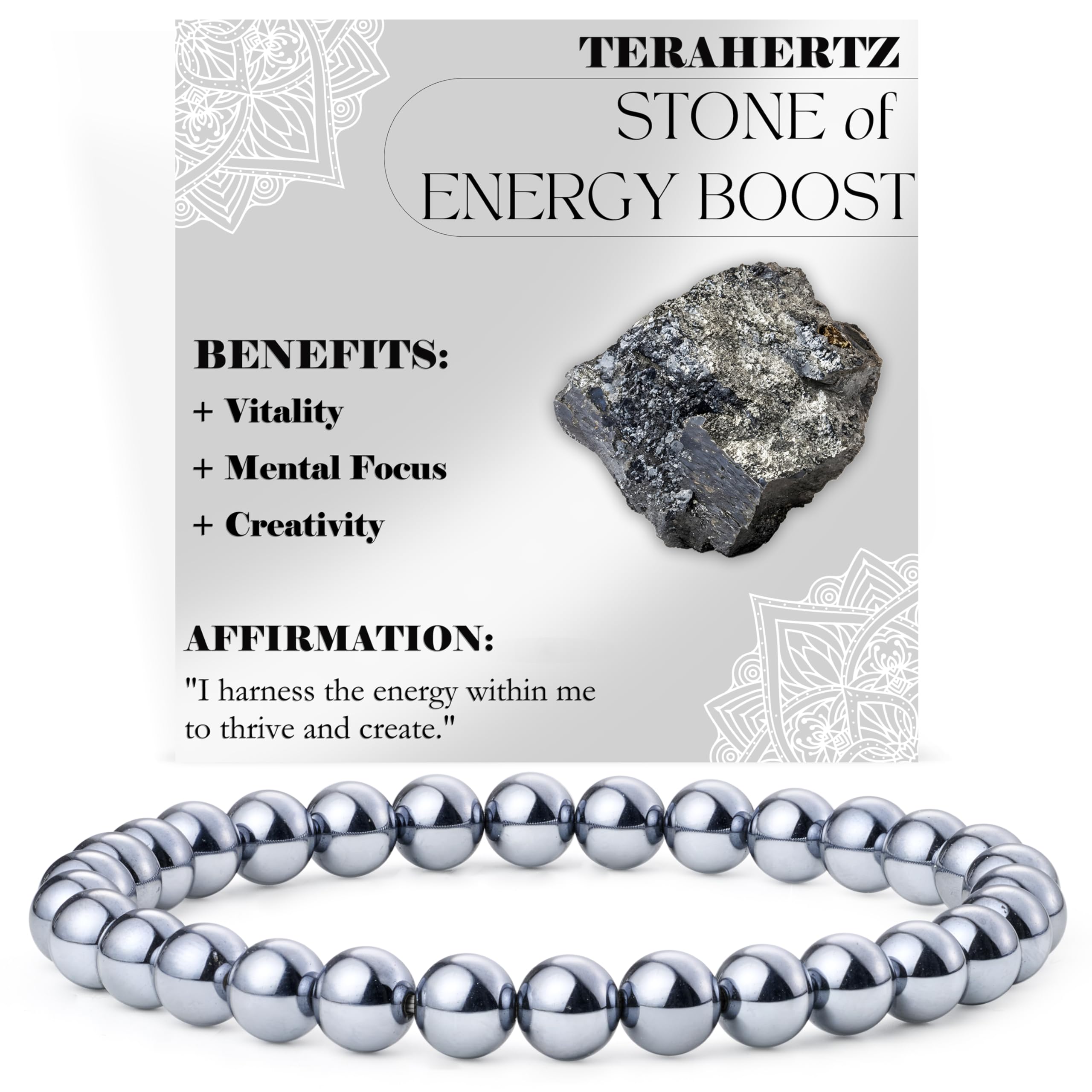 Terahertz - Energy Boost - 6mm Beaded Bracelets for Women Handmade Semi Precious Natural Stone Stretch Elastic Jewelry Yoga Protection Gifts