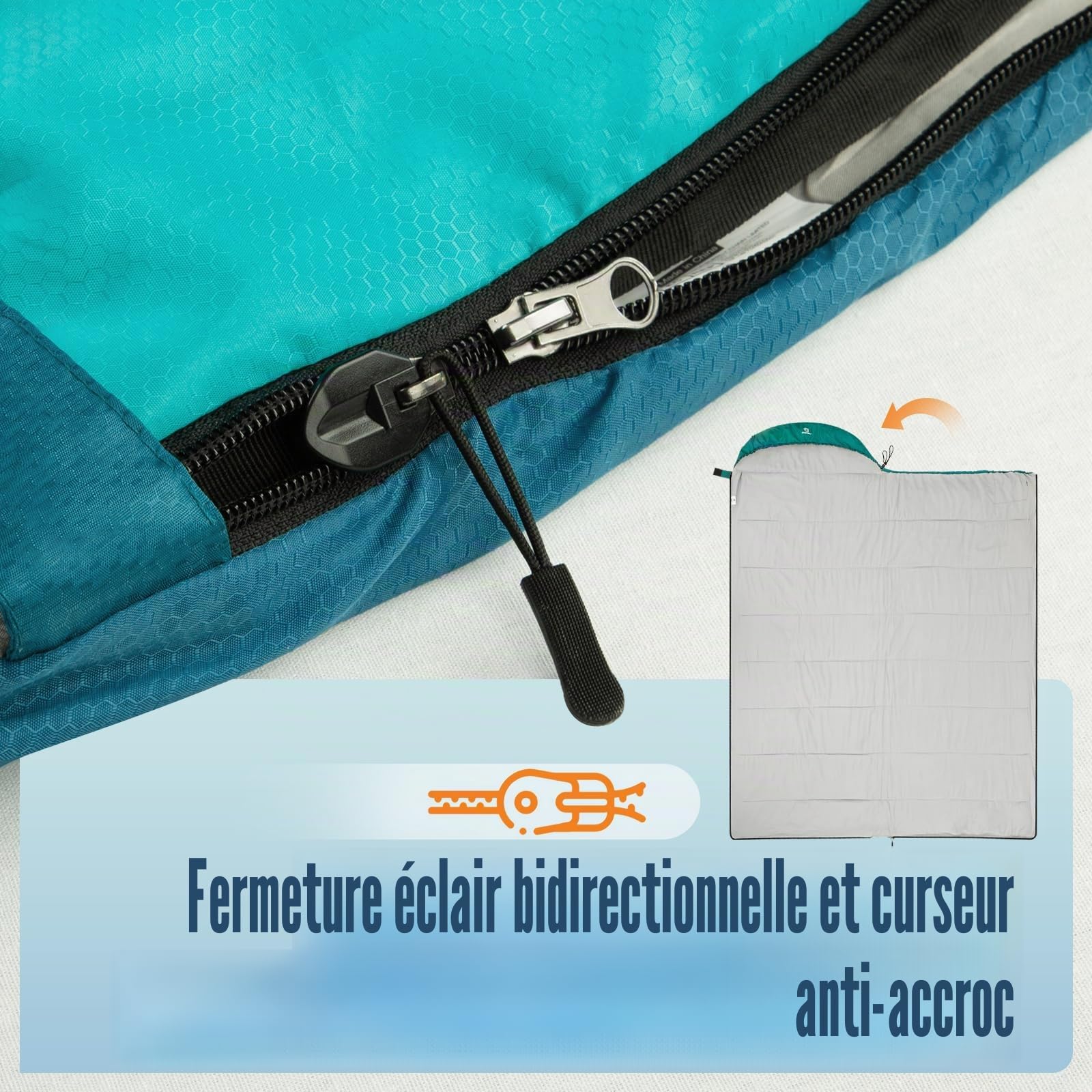 Forceatt Sac de Couchage pour Adultes et Adolescents | 3 saisons et temps froid（-10 ℃ à 18 ℃）丨Idéal Pour le Camping, La Randonnée et D'autres Activités de Plein Air丨Résistant à L'eau, Léger et Chaud.