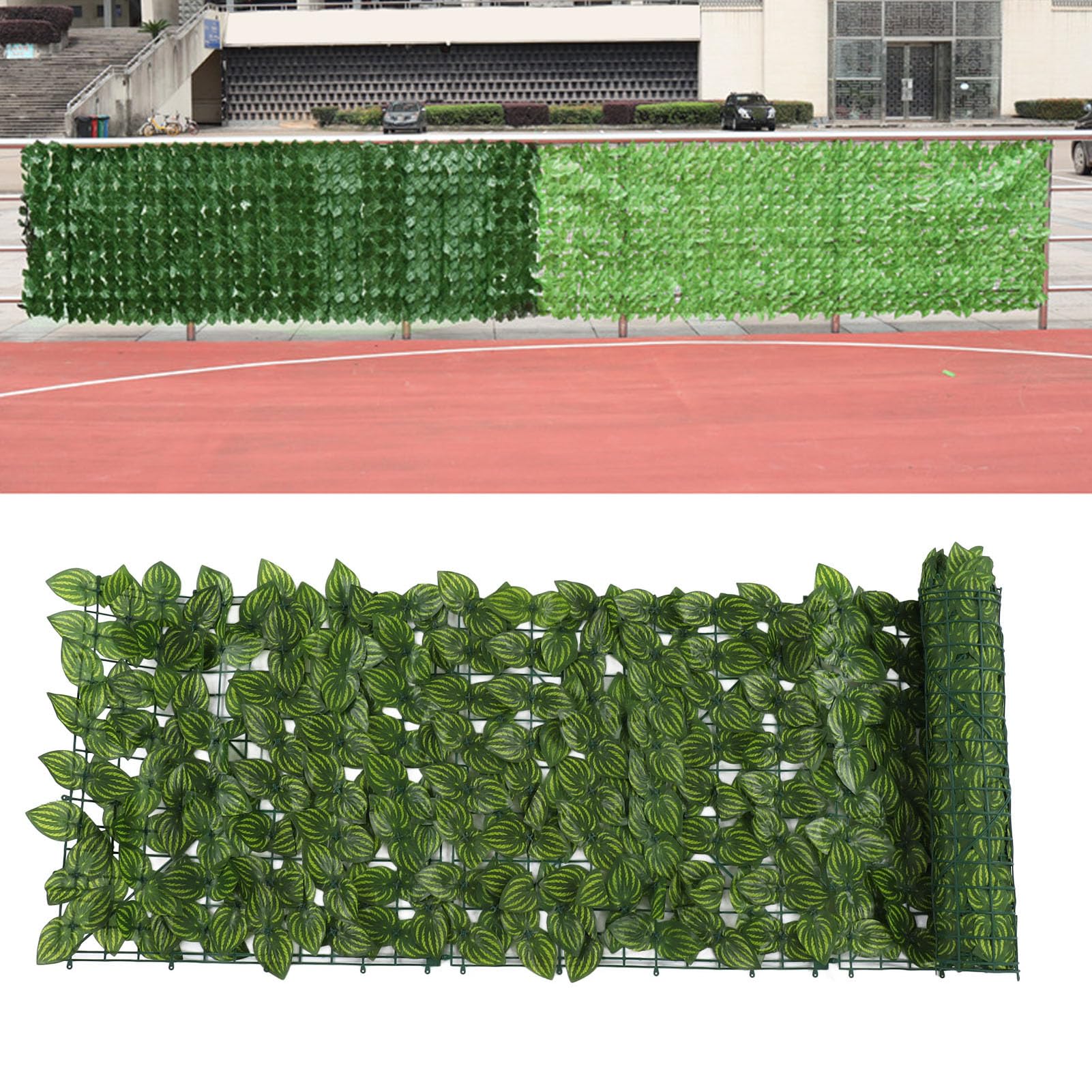 Künstliche Hecke, Kunststoff, Sichtschutzzaun mit künstlichen Blättern, dekorative Wand für Garten und Balkon, UV-beständig, einfach zu installieren (Wasserblätter)