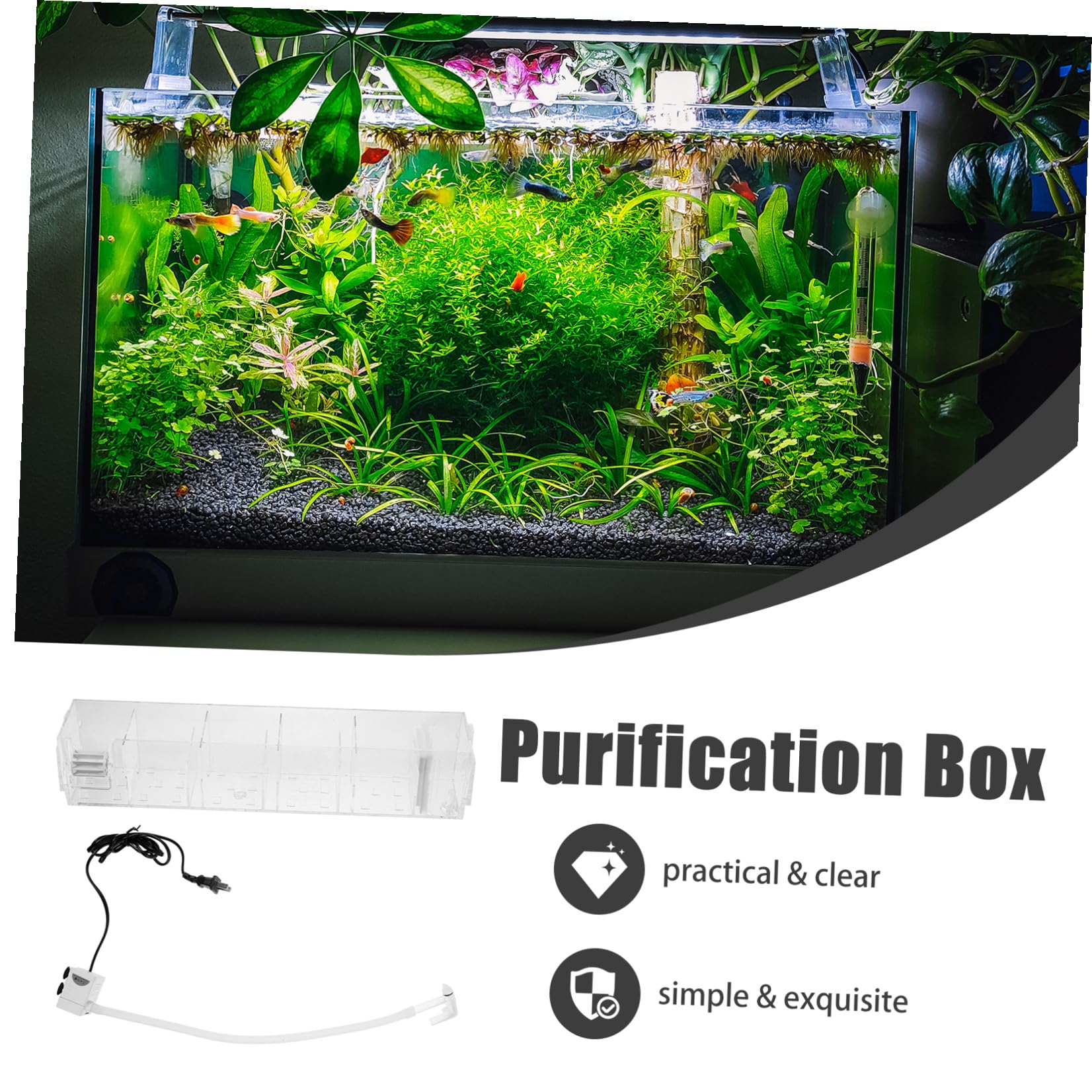 Acryl Aquariumfilterkasten mit Integrierter Wasserpumpe und Leisem Hängesystem 1 Satz Filterbox für Effiziente Fischtankfiltration und Klares Design