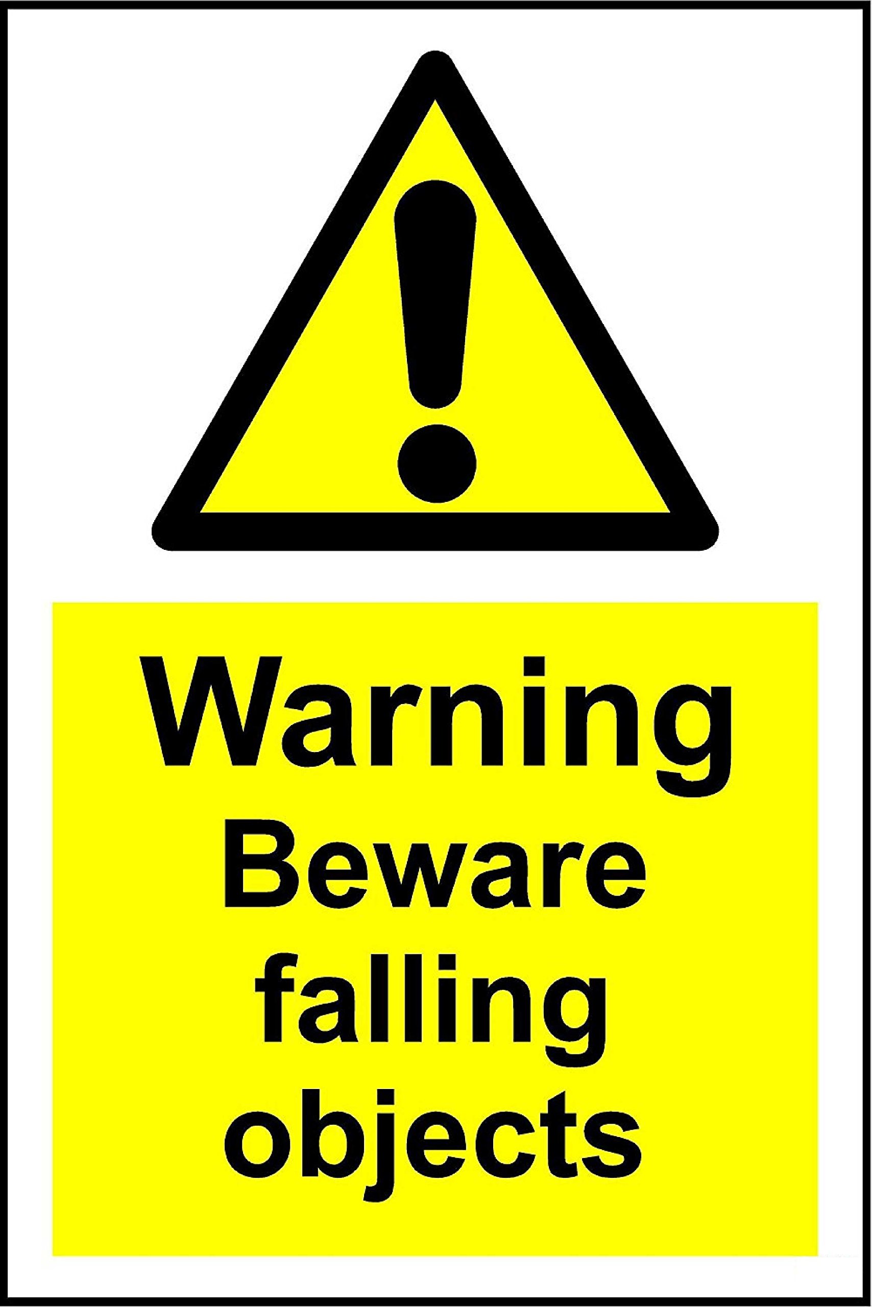 Warning sign beware falling objects safety sign - 3mm Aluminium signs 300mm x 200mm