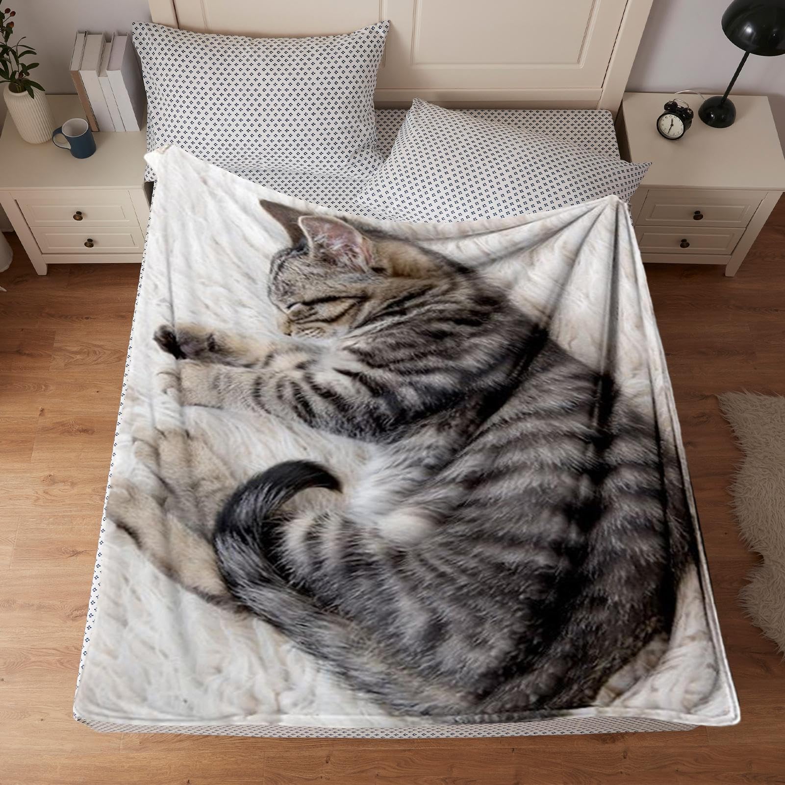Manta de franela | Manta de franela para gatos manta cálida de invierno,accesorios de cama cálida decoración de la habitación para los amantes de los gatos invierno