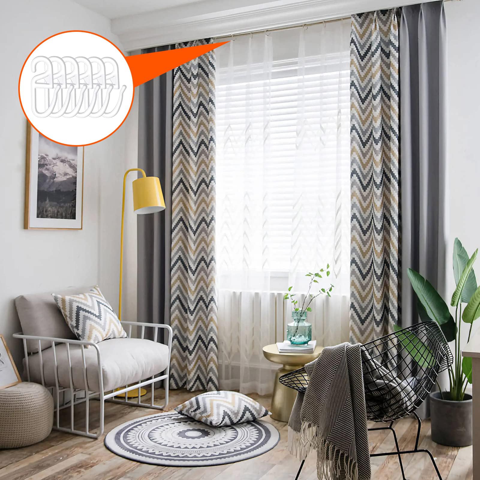 100 Ganci Per Tende Scorrevoli - Set Con Ganci E Alianti Per Doccia E Finestre - Foto 9