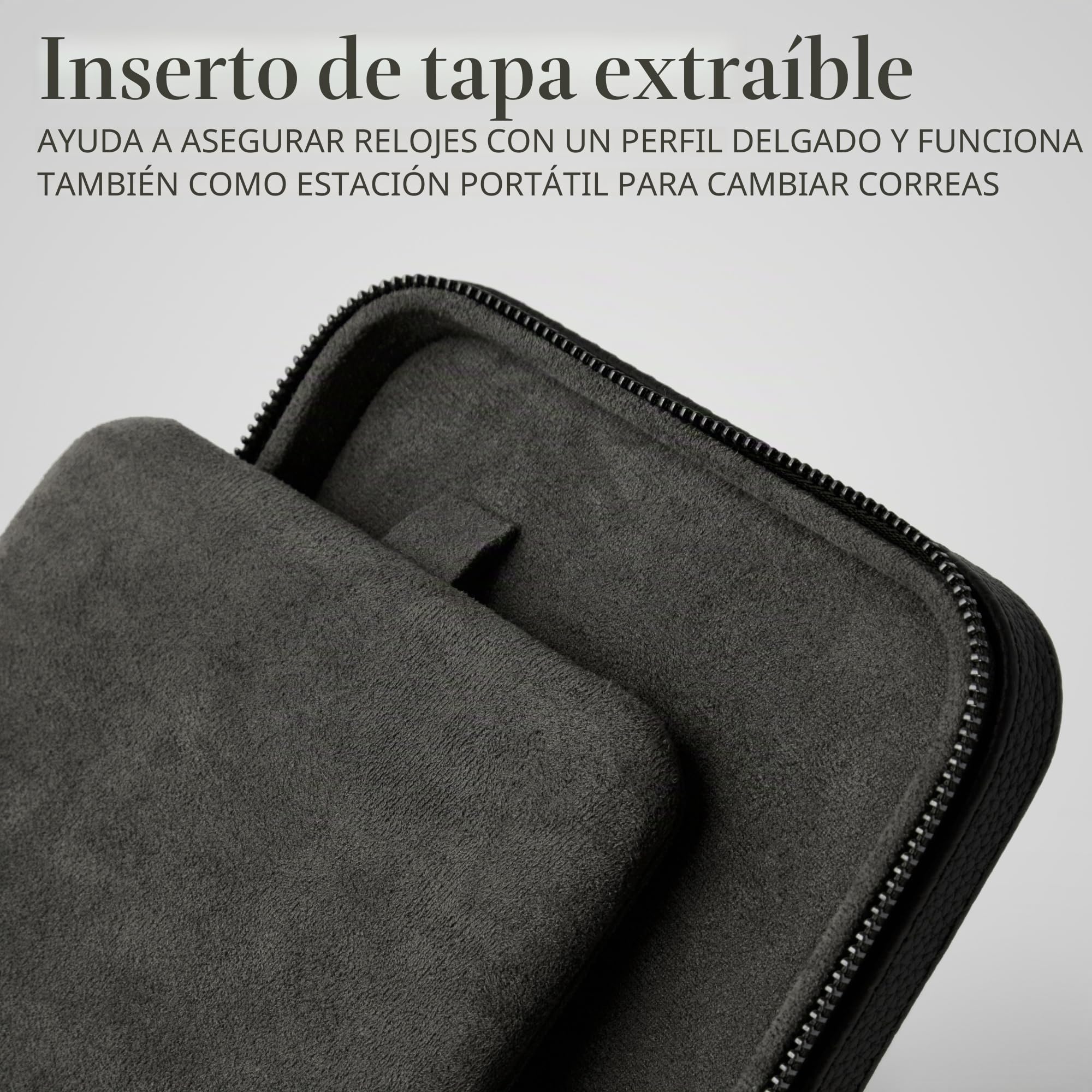 TAWBURY Estuche de Reloj de 3 Ranuras Con Almacenamiento - Funda de Viaje de Cuero de Lujo Para Hombre - Soporte de Reloj Negro