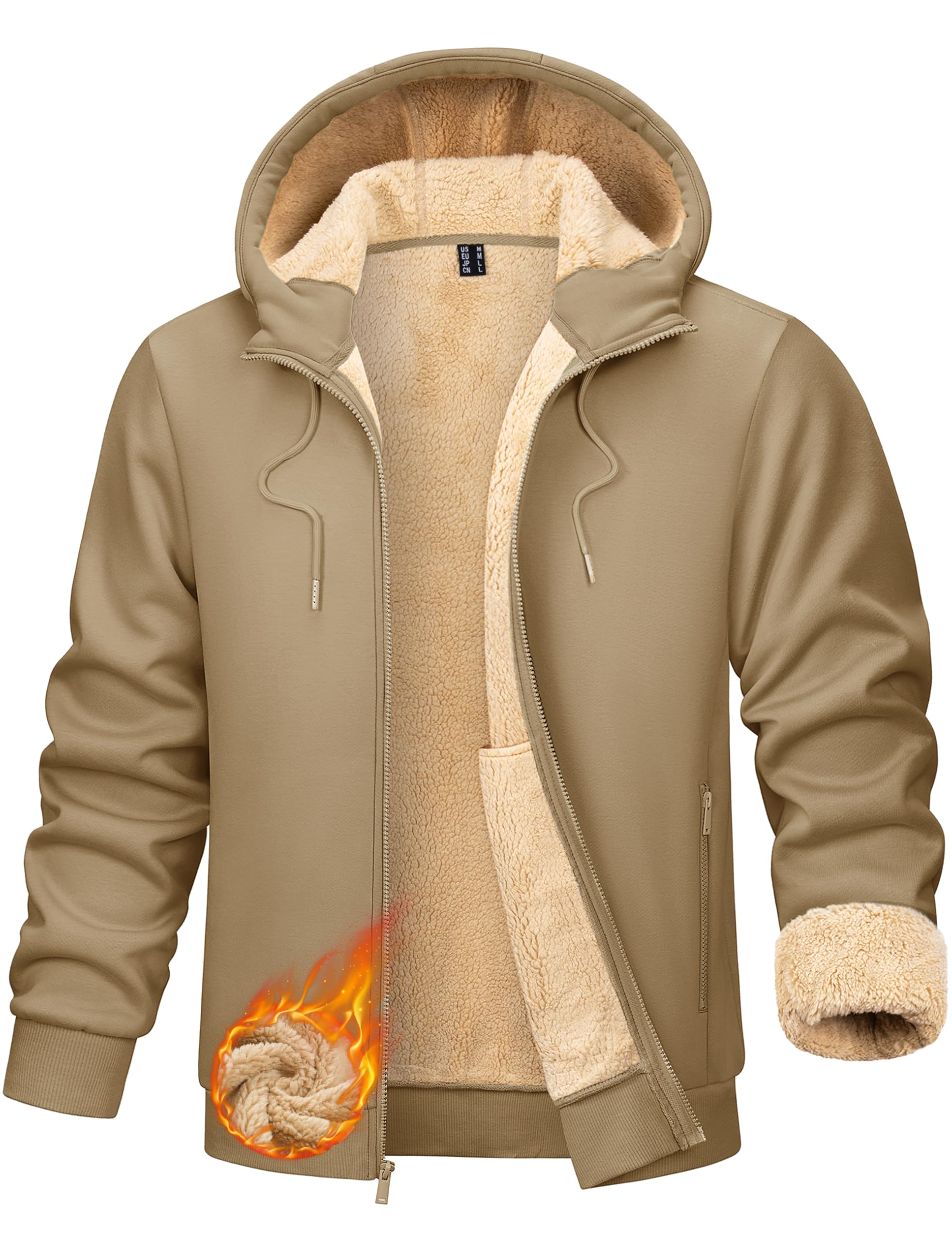 TACVASEN Men's Zip Up Sherpa Lined Hoodie