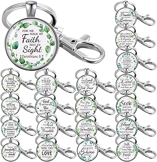 20 Pcs Christian Keychains for Women Inspirational Scripture Quote Religious Keychains Appreciation Bible Verse Gifts for Mom Sister Friend Prayers Church Party (Leaves)