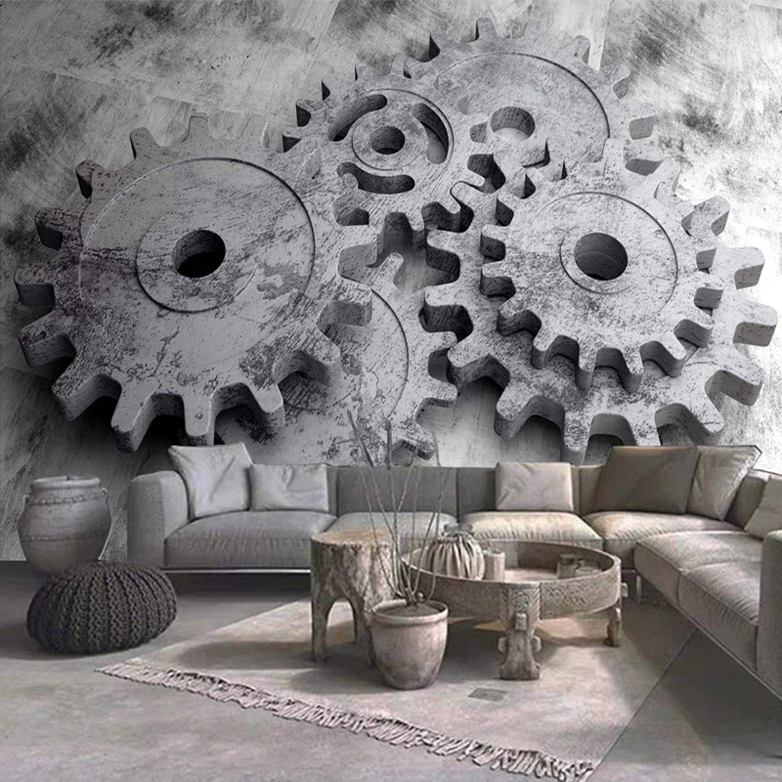 HGFHGD Engranaje mecánico de relieve tridimensional 3D papel tapiz mural grande para sala de estar bar restaurante cartel decoración pintura de pared