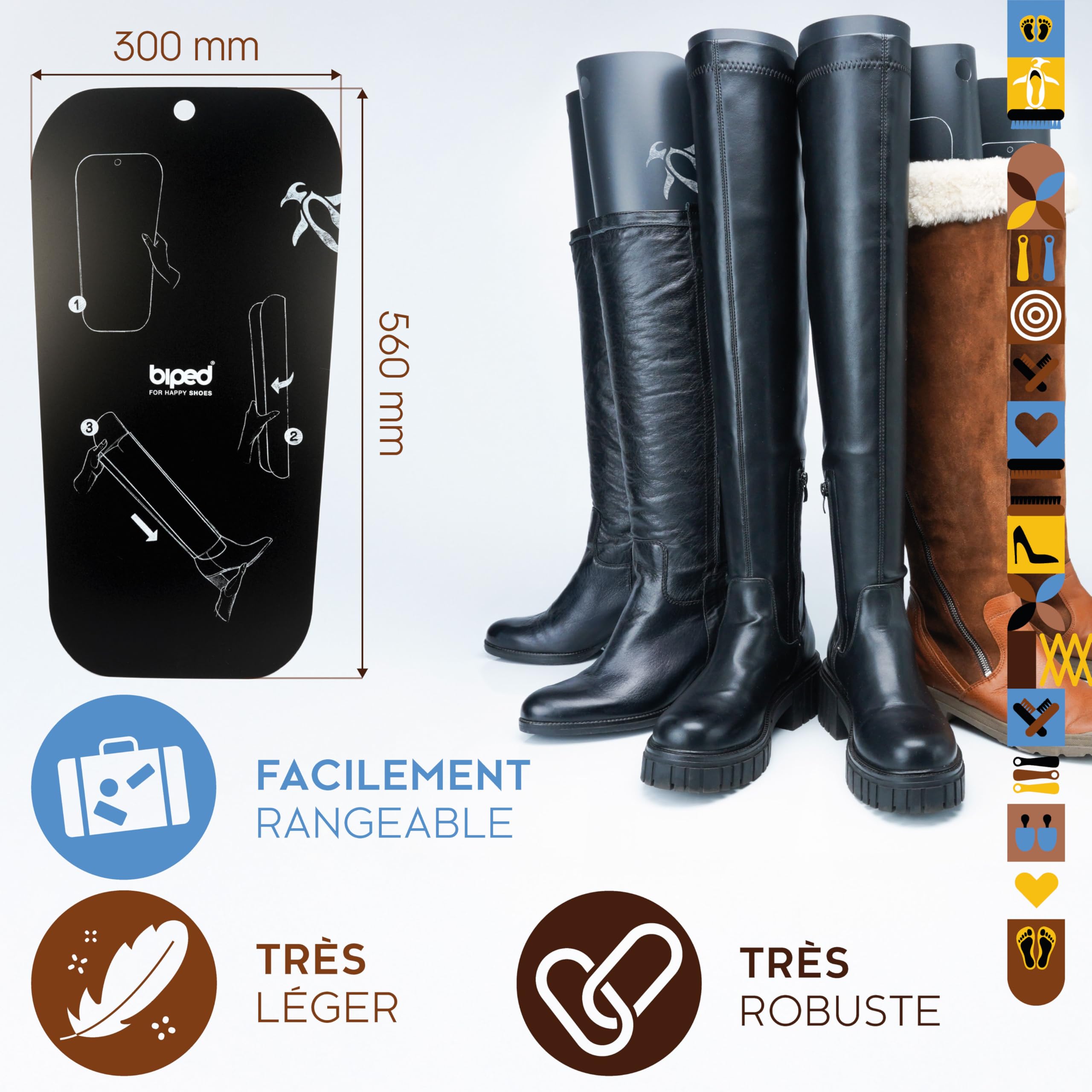 biped Tendeurs à bottes, lot de 5 paires - Tendeurs à enrouler - Pour ranger les bottes - Pour bottes, cuissardes et bottes d'équitation z1180