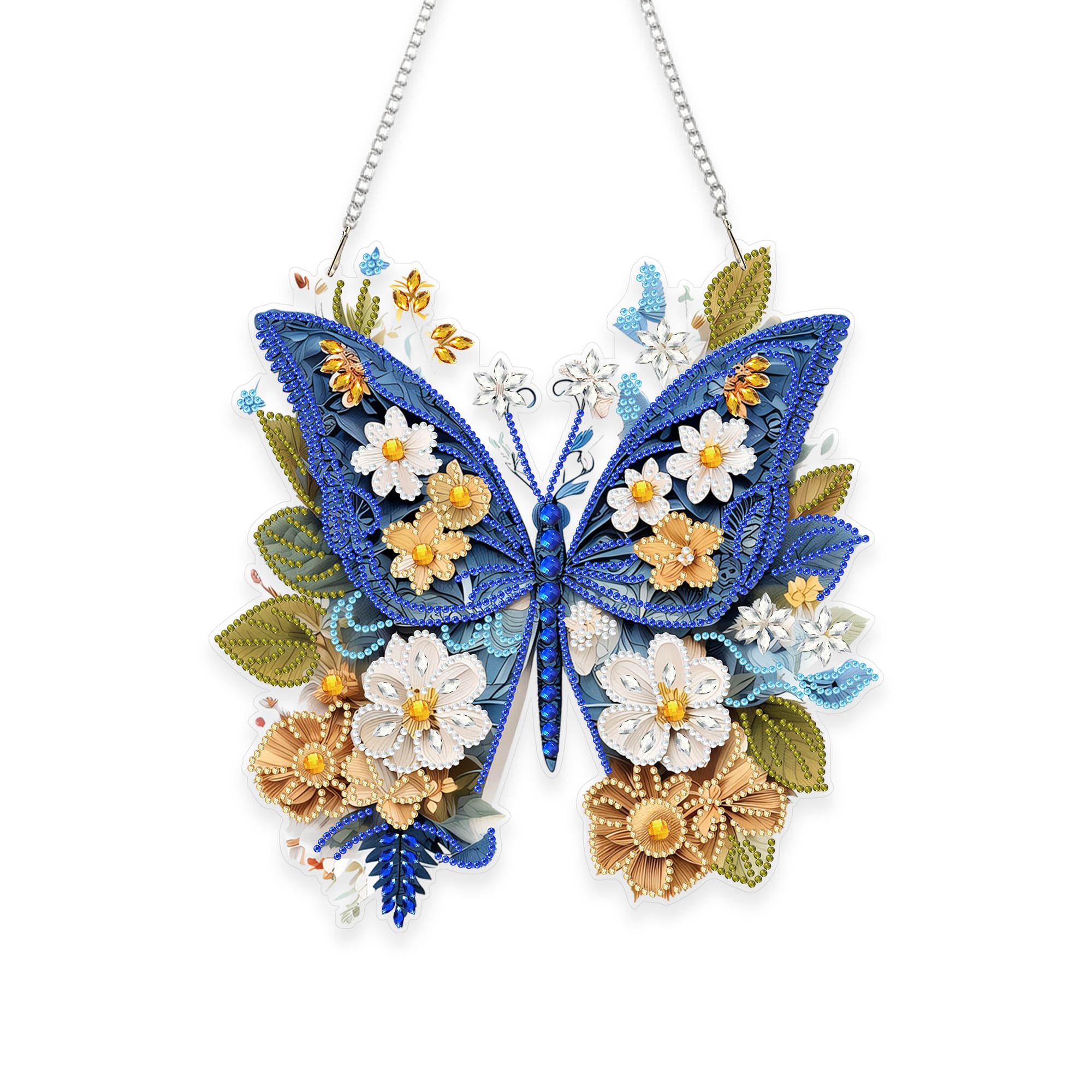 DIY Diamond Art Tabletop Kit – Acrylplatte Mit Standfuß, Schmetterling-Design, Als 3D Schreibtischdekoration