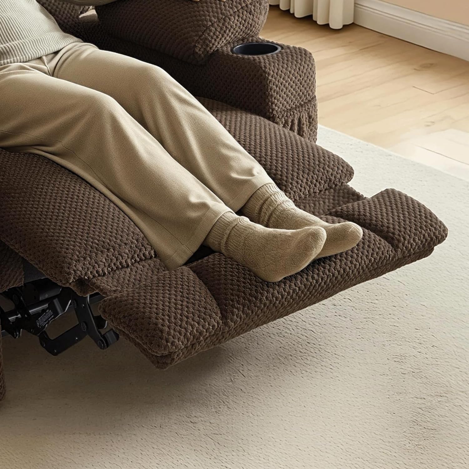 MCombo Oversized Zero Gravity Recliner Chair with Heating and Massage, Power Recliner for Big and Tall with USB & Type C Ports, Cup Holders for Living Room 8017 (Brown, Oversized)