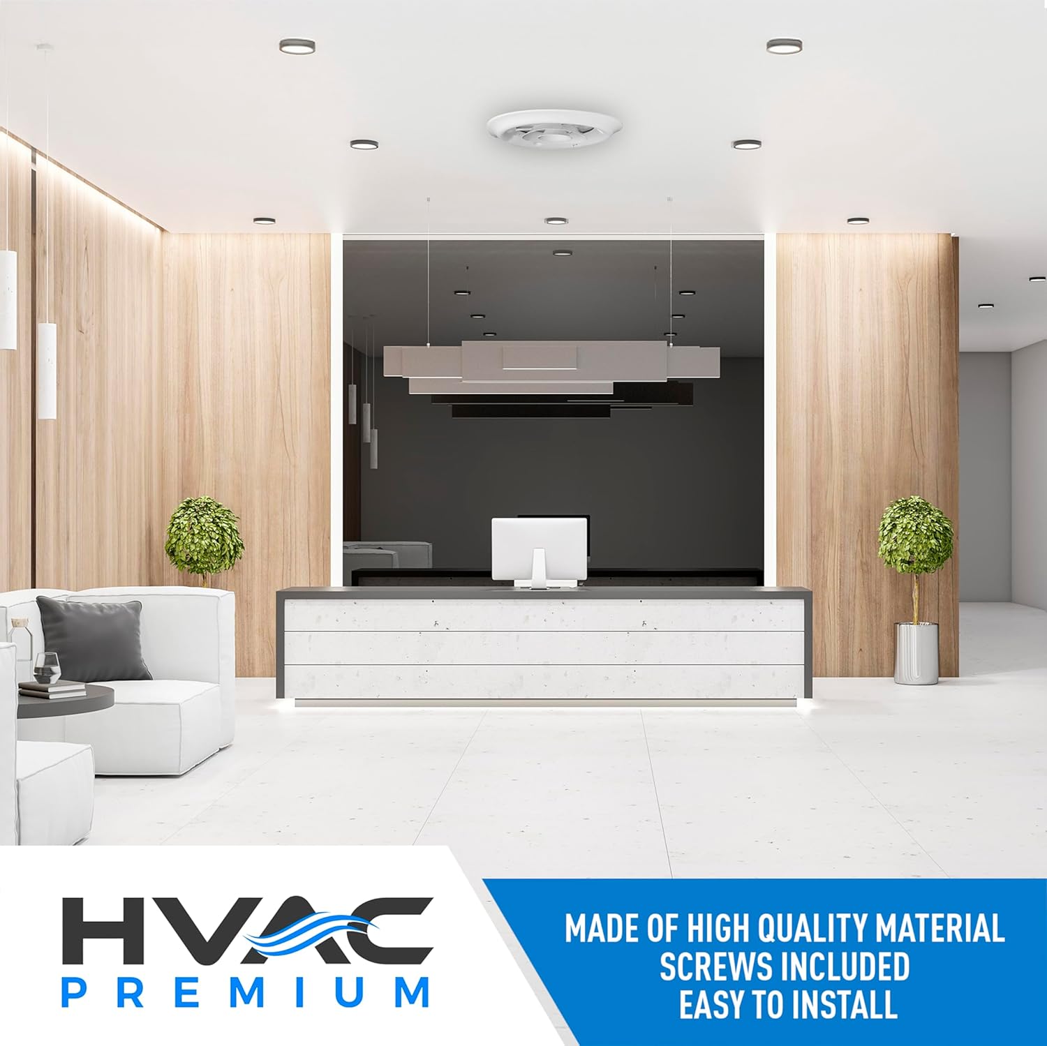 8'' Round Diffuser for Ceiling Neck Duct Opening - Easy Air Flow Vent Duct Cover by HVAC Premium - White - Overall Size: 12'' Diameter