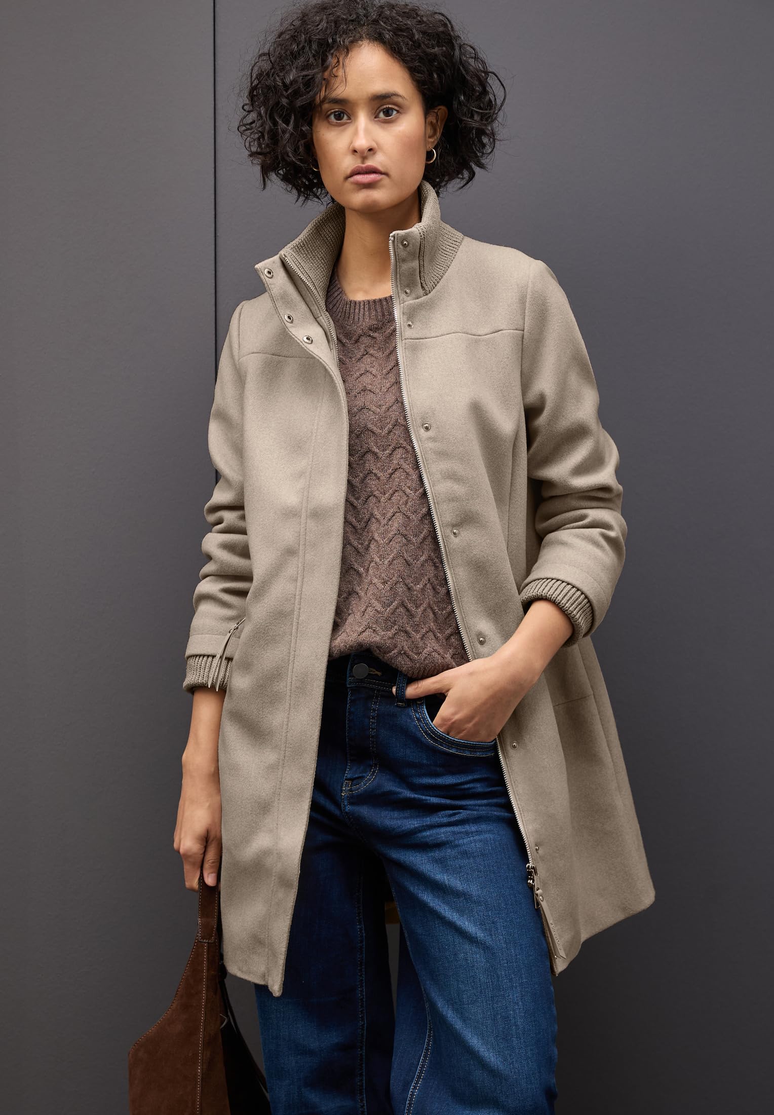 Street One Damen Mantel mit Strickdetails