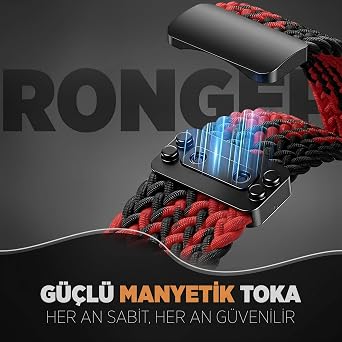 Rongep [Örgü Loop] Huawei ile Uyumlu 22mm Kordon GT6/GT6 Pro/GT Runner 2/GT5/5 Pro/GT4/GT3/3 Pro 46mm için Manyetik Toka GT6 Pro Kordon Terletmeyen Elastik Kumaşlı GT6 46mm Kordonu