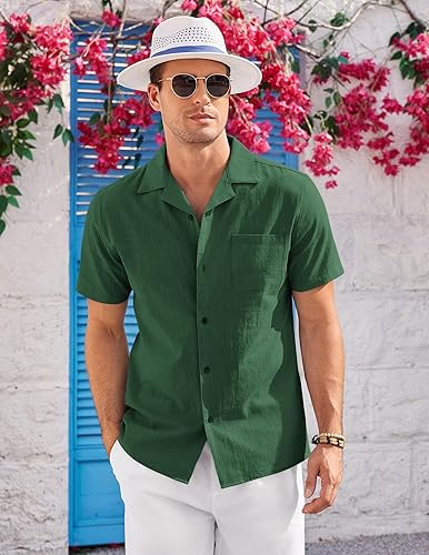 Miniatura 5 de COOFANDY Men's Short Sleeve Casual Shirt Summer Button Down Shirt Travel Vacation Shirt