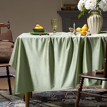 Sage Green Velvet Rectangle Tablecloth Spring Summer Luxury Table Cloth