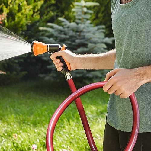 Miniatura 9 de Solution4Patio Homes - Manguera de jardín roja con plomo de 58 pulgadas x 25 pies, sin torceduras, sin fugas, accesorios machohembra, tubo de agua