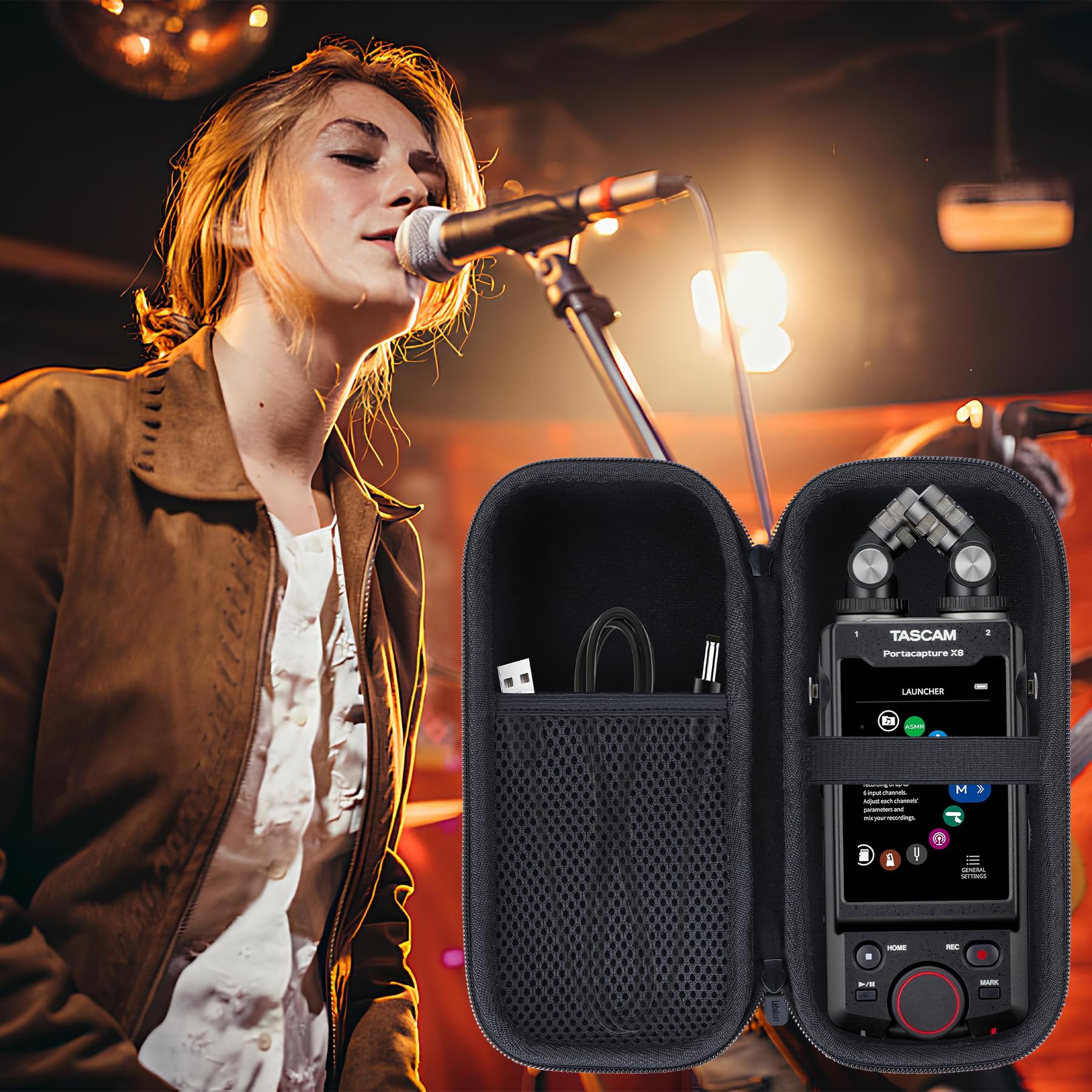 Lebakort Dur Étui Housse Cas pour Tascam Portacapture X8 Enregistreur Portable
